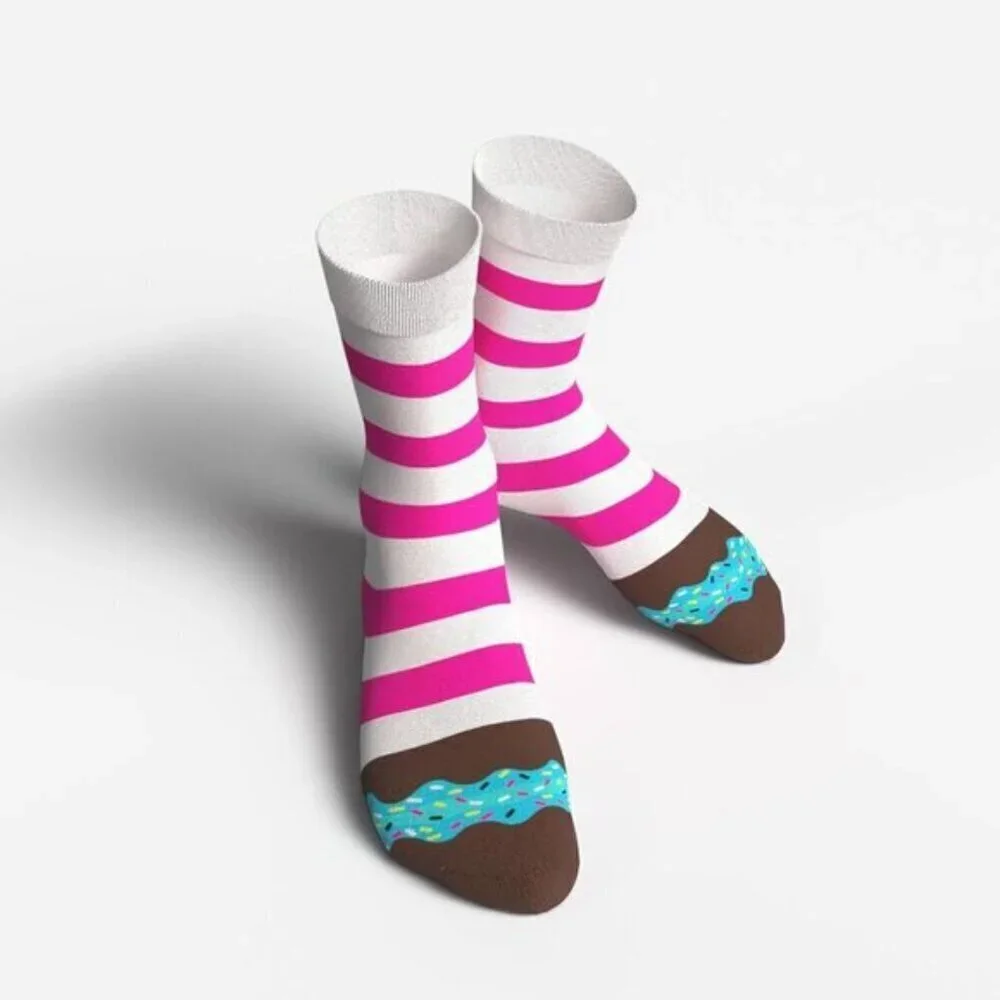 1SOCK2SOCK Women's Donut Crew Socks Fun Cotton Gift Box Multipack (3/6 Pairs)